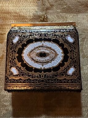 Ornate Black and Gold Beautiful Change Purse/ Wallet - Florence Italy made